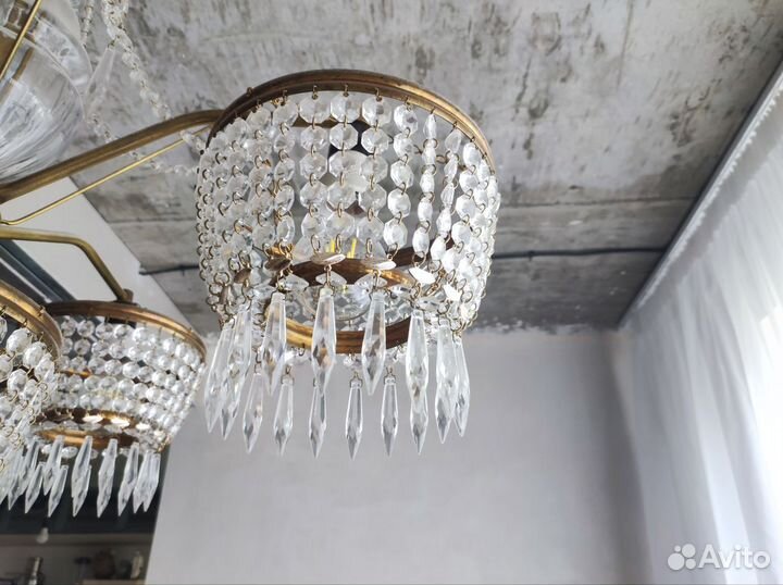 Люстра винтаж, хрусталь, чехия, чссср