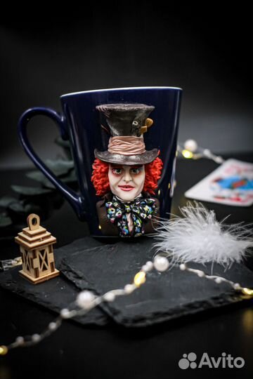 Кружка с декором из полимерной глины 