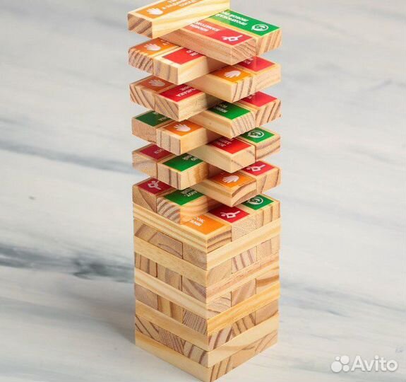 Джанга. Падающая башня с фантами, 54 бруска