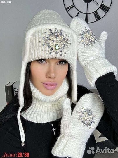 Шапка+варежки+снуд