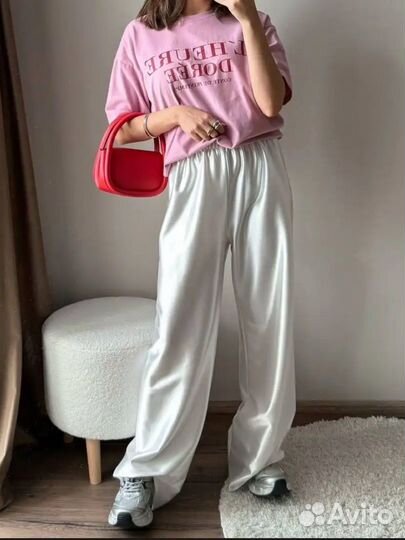 Широкие атласные брюки