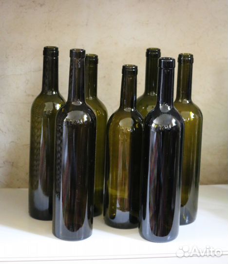 Бутылки стеклянные оливковые красивые (декор)