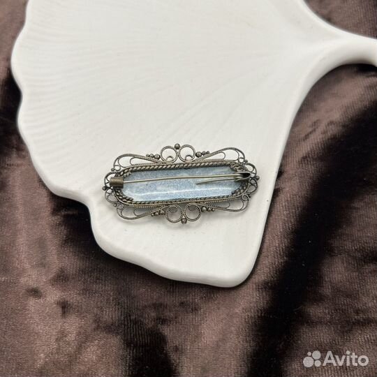 Винтажная брошь, филигрань, ручная роспись
