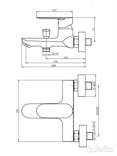 Смеситель для ванны Agger Splendid A0910000