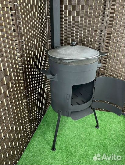 Казан + печь с трубой и зольником