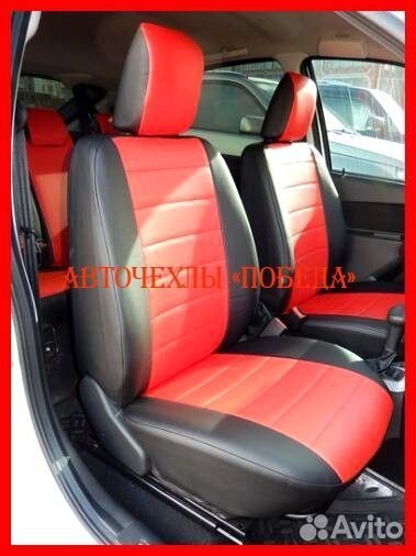 Чехлы из экокожи LADA Granta чёрно-красные Классик