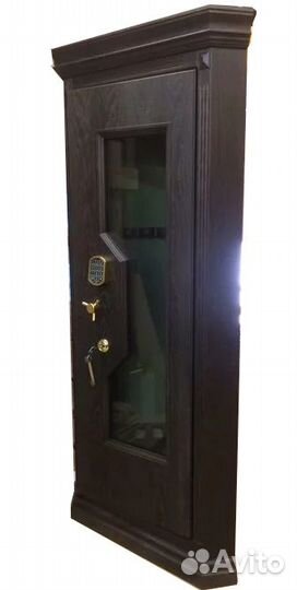 Угловой сейф c бронестеклом в дереве 