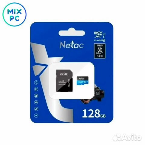 Флеш карта microSD 128GB Netac P500 (SD адаптер)
