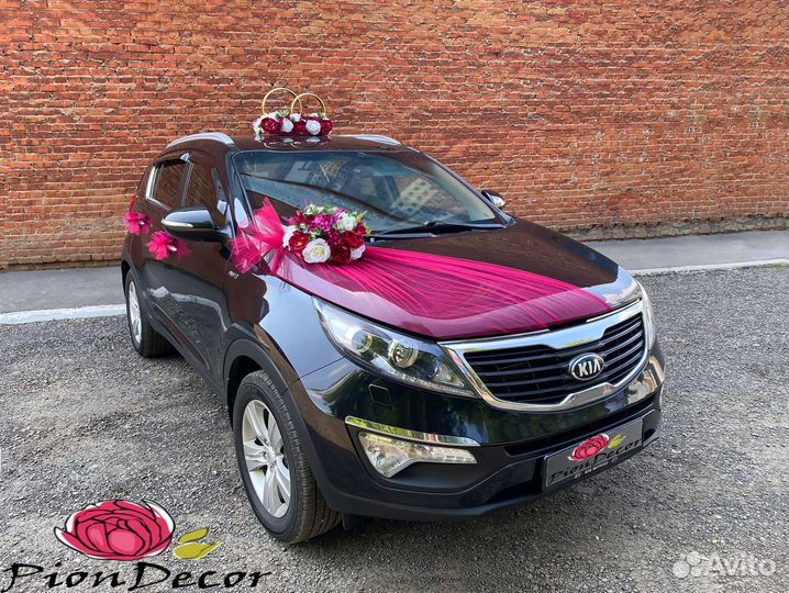 Свадебное украшение на машину № 36 (винный)