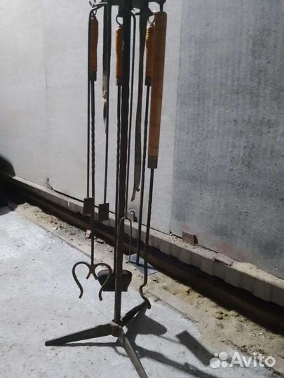 Большой Каминный набор. Деревянные ручки. 85 см