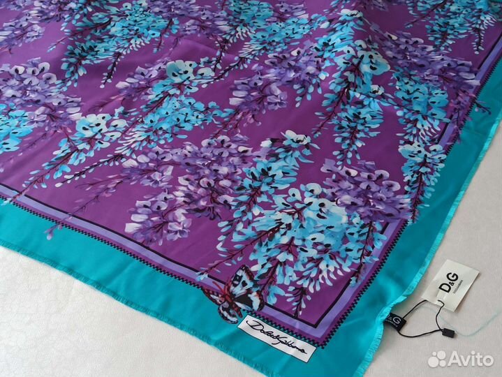 Платок Шелковый Dolce Gabbana бирюзовый новый