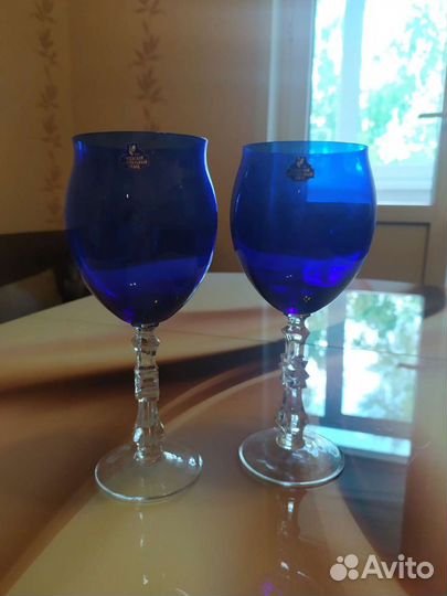 Фужеры новые 6 шт. цветной хрусталь гхз