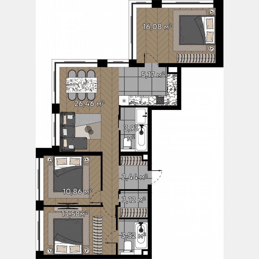 4-к. квартира, 85,2 м², 21/25 эт.