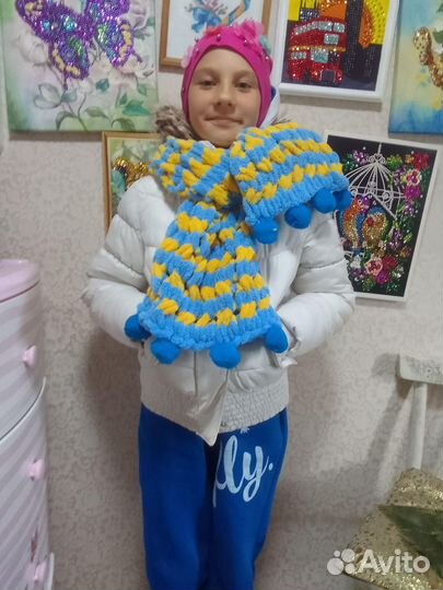 Вязаный шарф для деыочки