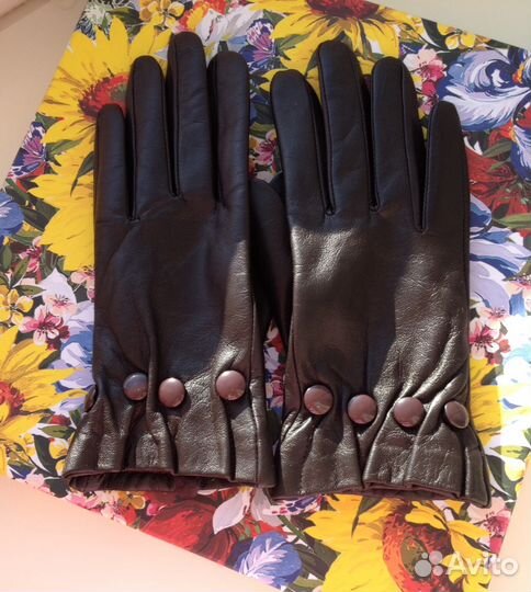 Кожаные перчатки, размер 7, цвет шоколад