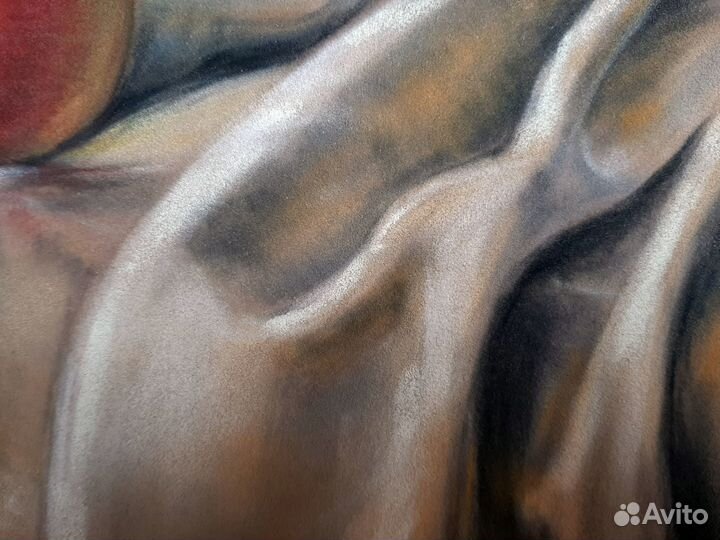 Картина с яблоком, пастель, 43х43см