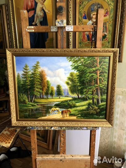 Картина маслом на холсте лошади