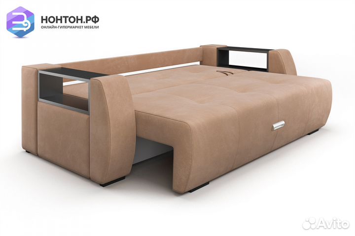 Диван еврокнижка Мальтида бежевый / коричневый