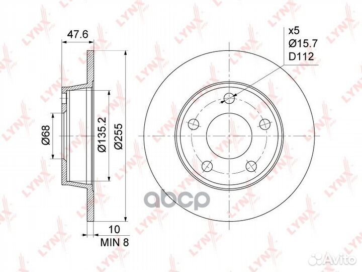 Диск тормозной задний (255x10) audi A6 1.8T-2.0