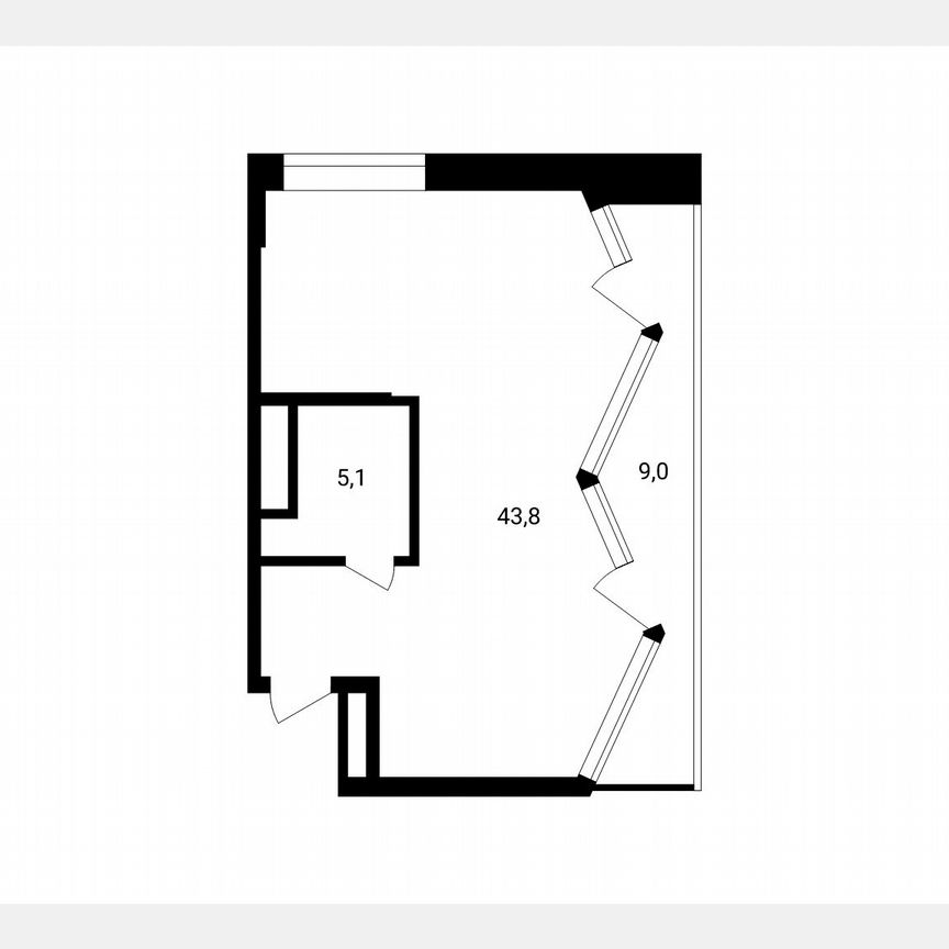 1-к. апартаменты, 57,9 м², 6/14 эт.