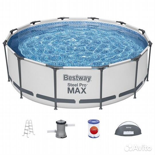 Каркасный бассейн 366х100 с куполом фильтр лестниц