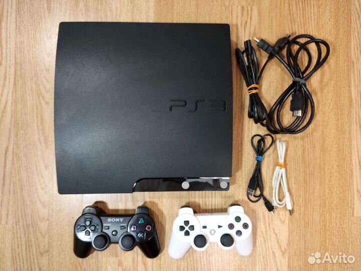PS3 slim + 2 геймпада + 41 игра