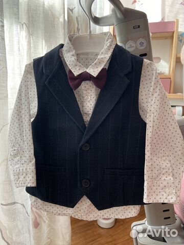 Нарядный комплект рубашка/жилетка/бабочка next 80