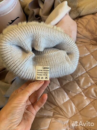 Шапка норковая женская вязаная