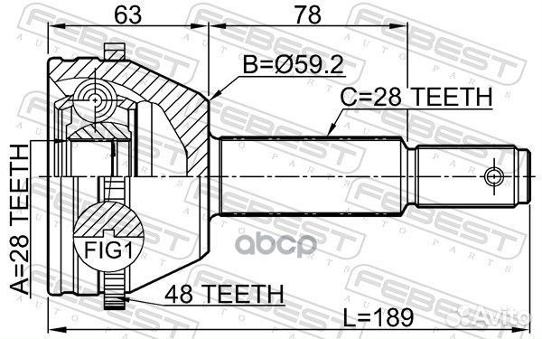 Шрус наружный 28X59X28 2110TT985A48 Febest