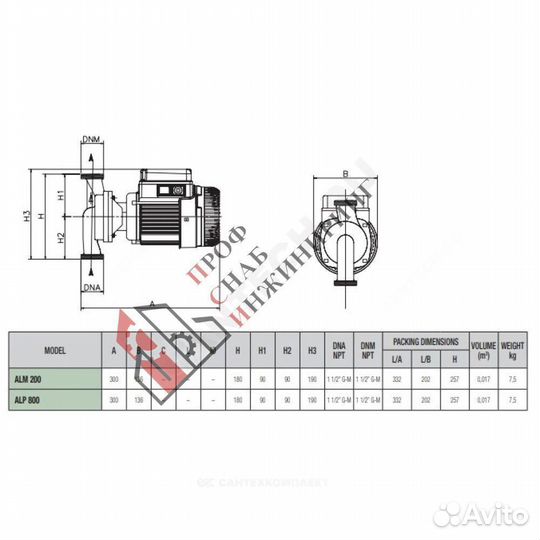 Насос ALP 800 M PN10 1x220-240В/50 Гц DAB 10510008