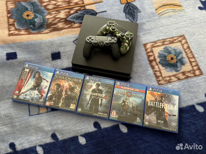 Sony PS4 Slim 1TB + Игры + 2 джой-ка