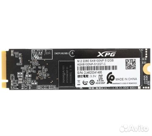 Ssd Adata XPG SX8100 512Gb. (M2, PCIe, NVMe)