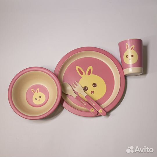 Детская посуда из бамбука 5 предметов/эко