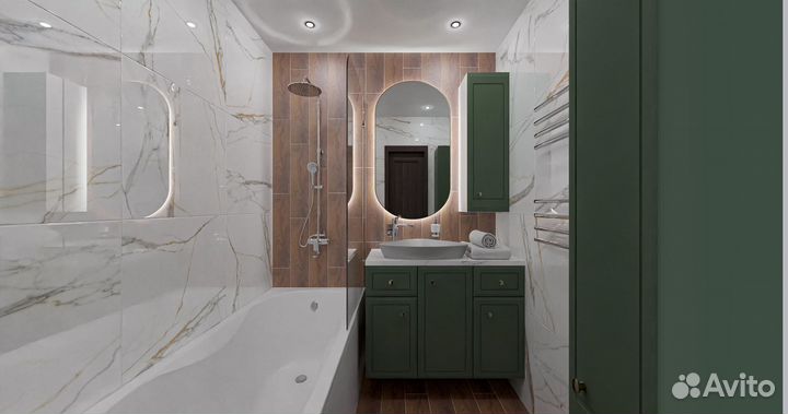 Дизайн проект ванной и санузла +расчёт материалов