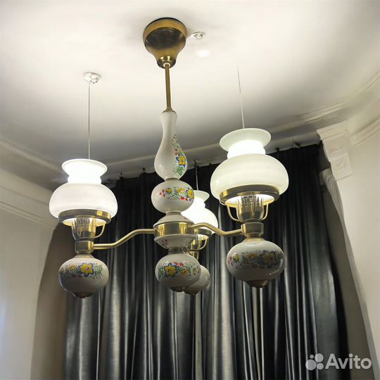 Люстра трехрожковая Польша винтаж