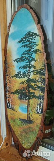 Картина ручной работы на спиле натуральн