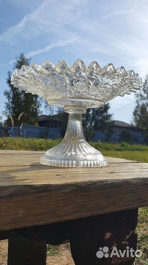 Ваза на ножке дореволюционное стекло