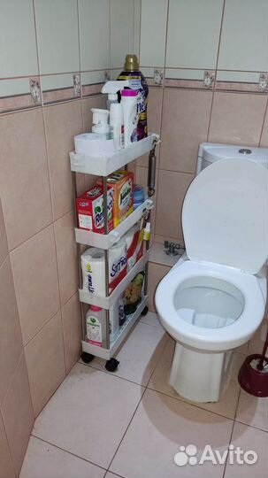 Стеллаж этажерка на колесиках для кухни ванной