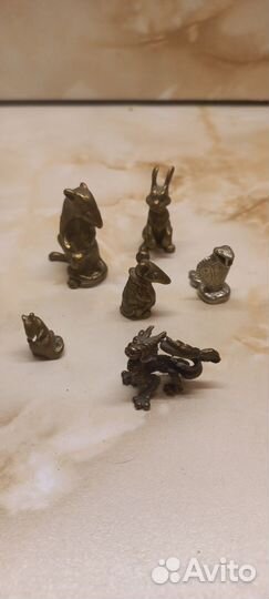 Набор бронзовые статуэтки фигурки животных