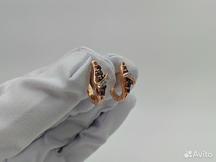 Пара серёг 585 пробы с бриллиантами. Рассрочка