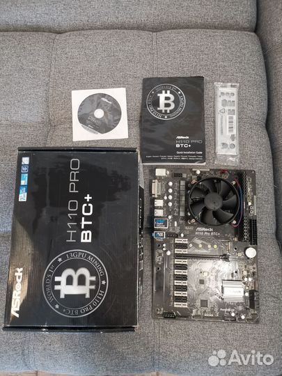 Комплект Asrock h110 pro btc + intel g4560 + кулер