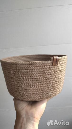 Корзина из хлопкового шнура интерьерная