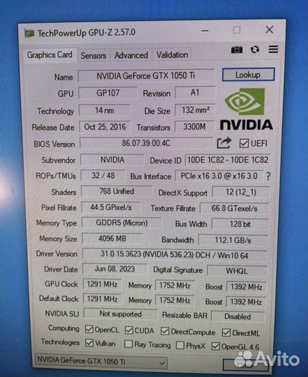 Видеокарта gtx 1050 ti 4gb palit