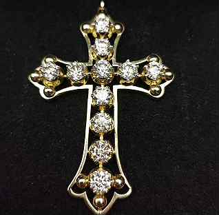Золотой крест с бриллиантами 3,10 карат