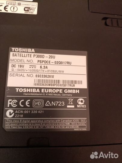 Ноутбук toshiba