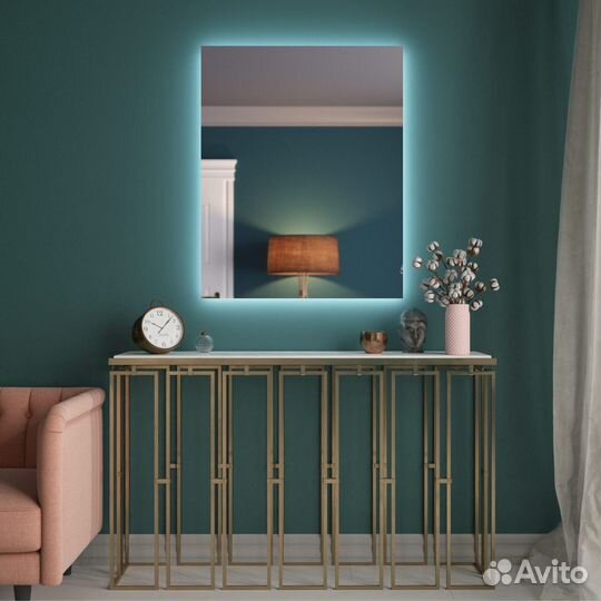 Парящее зеркало с Led подсветкой прямоугольное