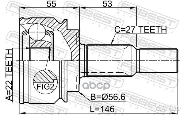 Шрус наружный 22x56.6x27 2410-kanii Febest