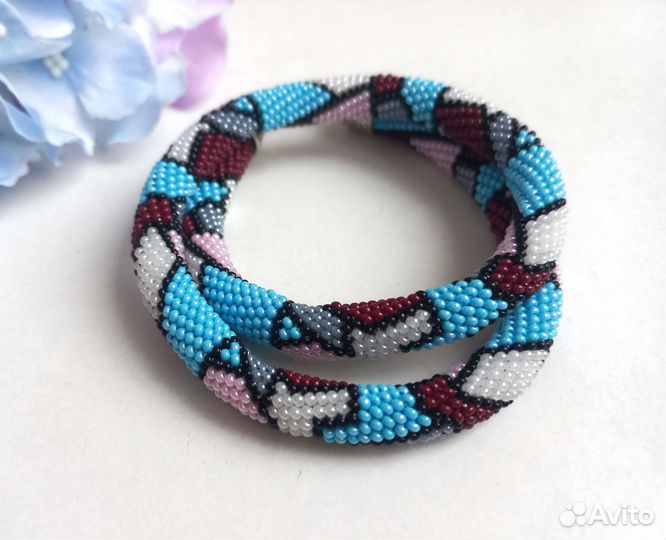 Колье из бисера, летнее колье, жгут из бисера