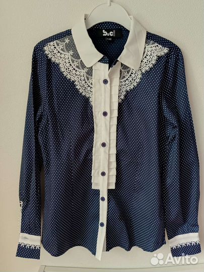 Рубашка школьная тёмно-синяя 140см