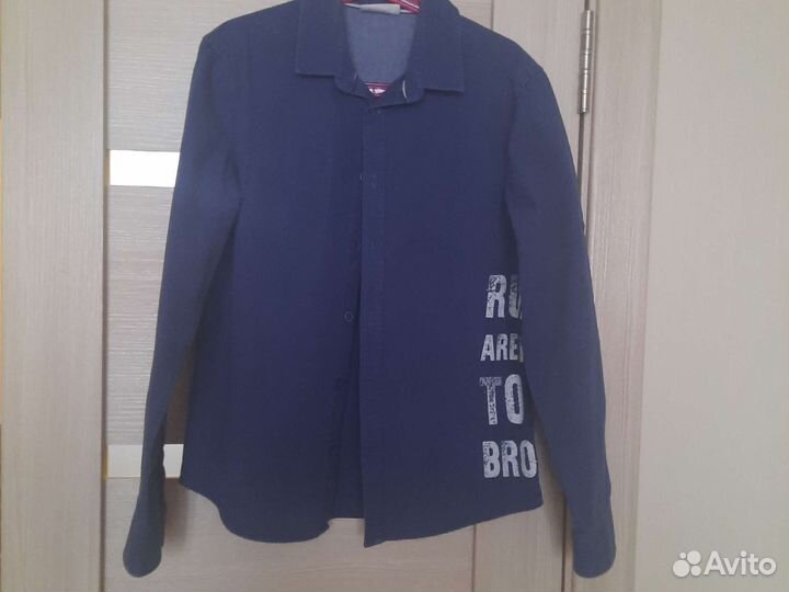 Джинсовая рубашка на мальчика рост 140